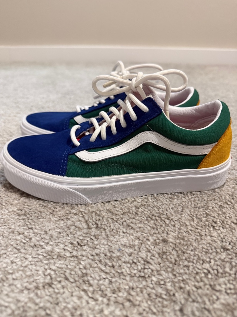 Unisex Vans Old Skool Sneakers in Blue, Green & Yellow